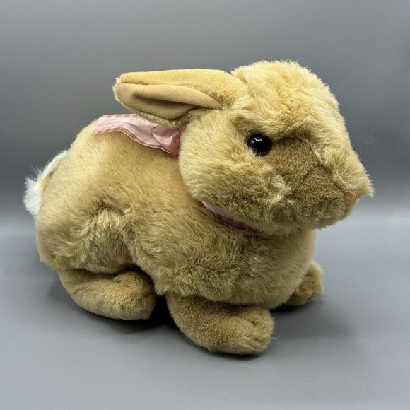 Walmart Other - Walmart Vintage Bunny Rabbit Plush Tan Pink Bow 13" Realistic Stuffed Animal